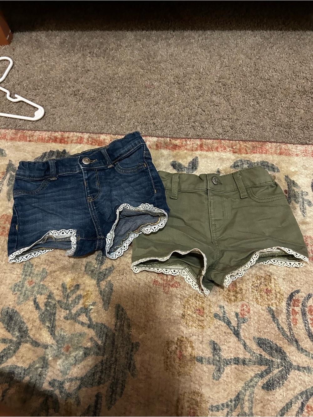 OshKosh B'gosh Olive Green Girls Shorts with Lace Trim